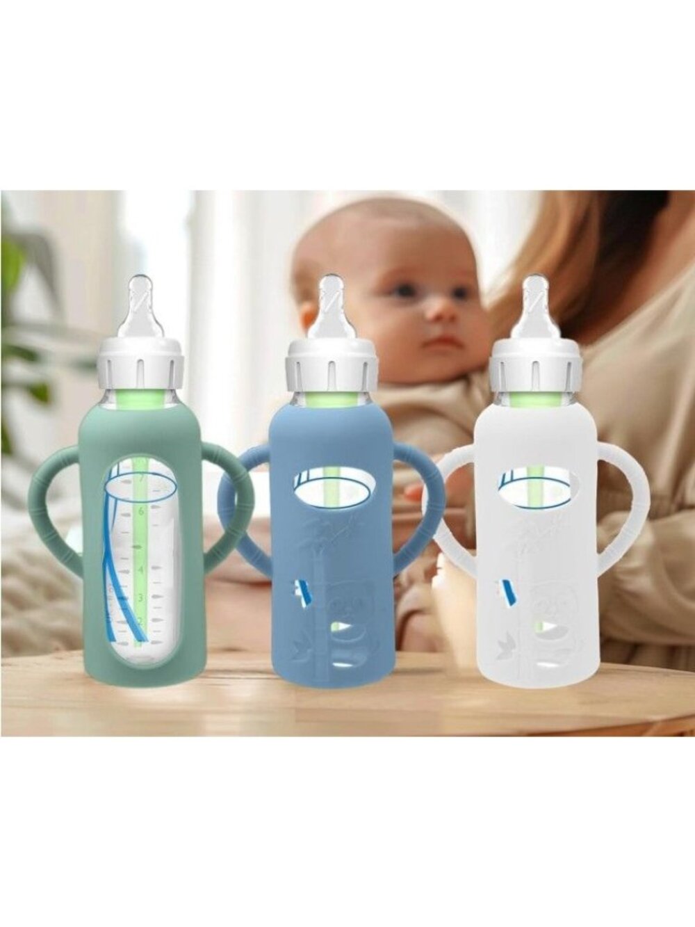 3 Pack Silicone Sleeves for Dr. Brown's Glass Baby Bottles